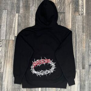 ✝️✝️ NWOT - JESUS IS KING Black Embroidered Heavyweight HOODIE Sweatshirt Sz Med